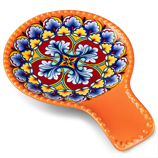 vancasso Ceramic Spoon Rest for Stove Top, 7.7 Inch Cooking Spoon Holder for Kitchen Counter Decor, Spoon Holder for Coffee Spoon Rest, Spoon Cradle, Spatula, Spoons or Tongs, Decorations, Orange