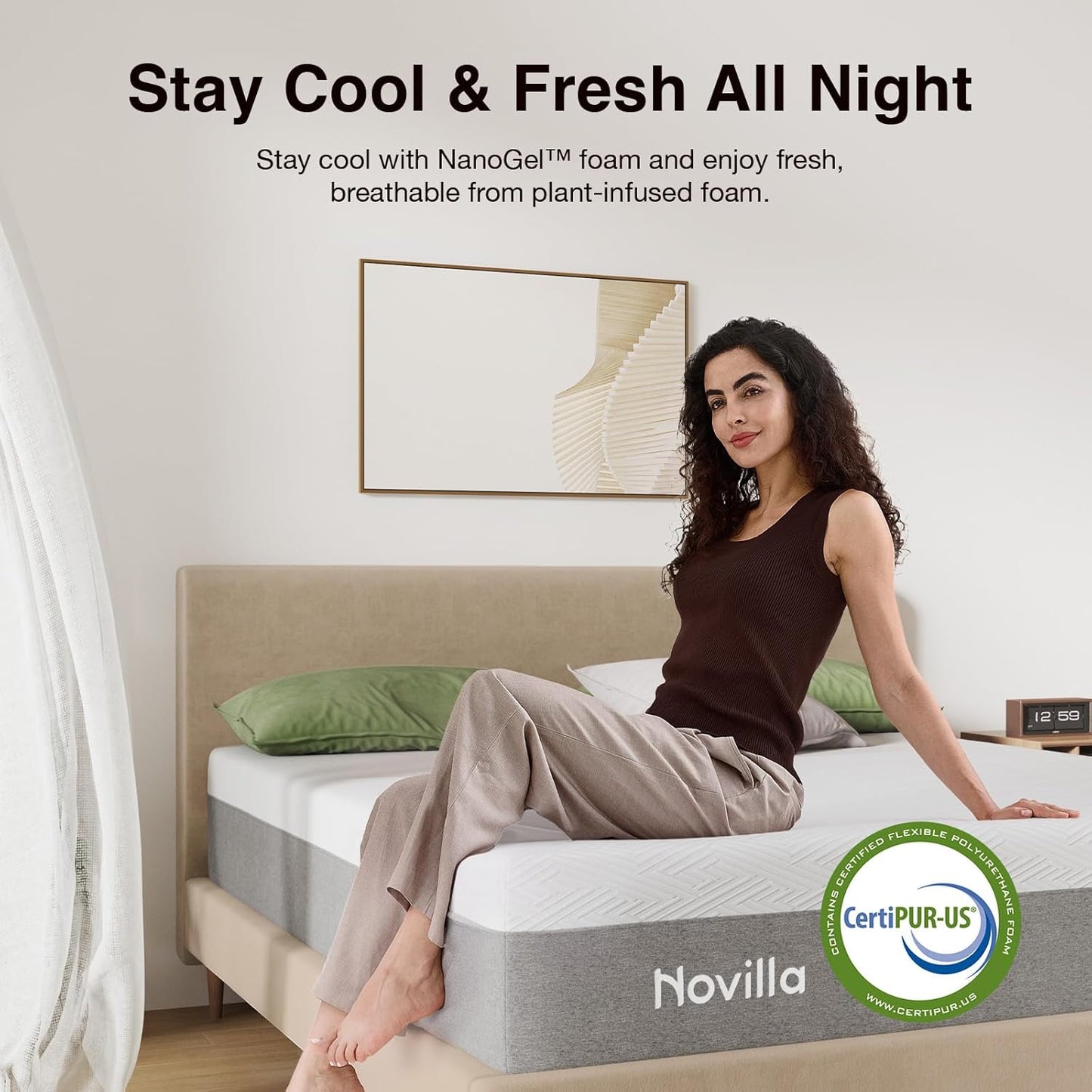 Novilla Twin Size Mattress, 12 Inch Gel Memory Foam Mattress for Cool Night & Pressure Relief, Medium Plush Feel with Motion Isolating, Bliss