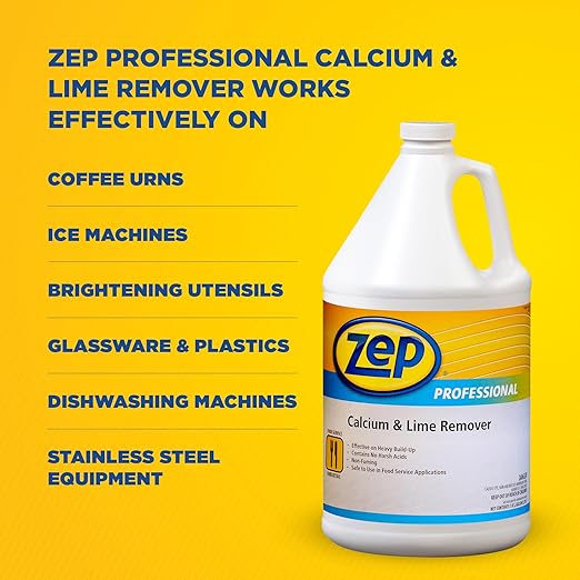 Zep Industrial Calcium and Lime Remover - 128 oz (Case of 4) 1041491 - Pro Grade Formula Safe on Stainless Steel, Aluminum, Glass, Plastic and Ceramic Surfaces