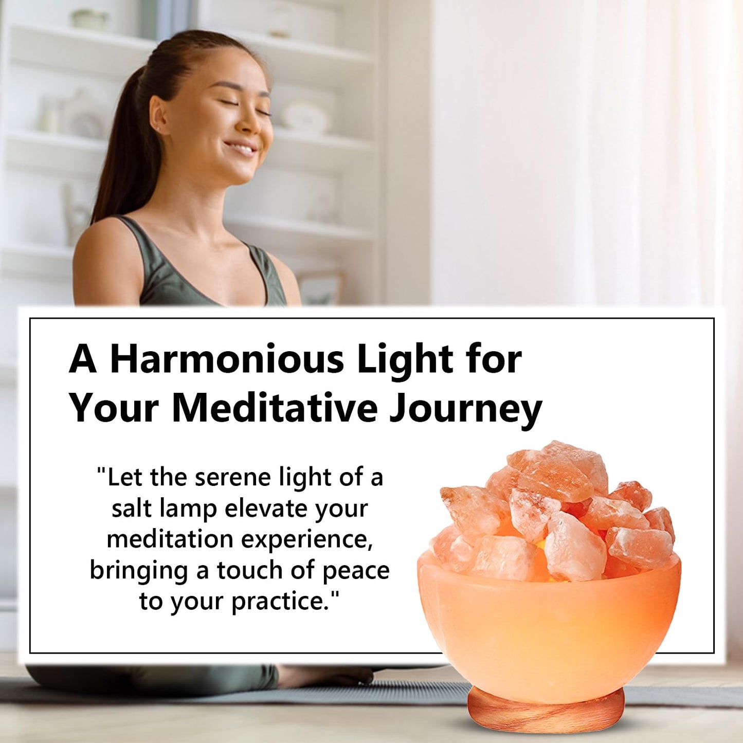 Himalayan Glow Natural Salt Crystal Massage Bowl Lamp with Touch Dimmer Switch and Wooden Base - Soothing Mood Light and Night Glow