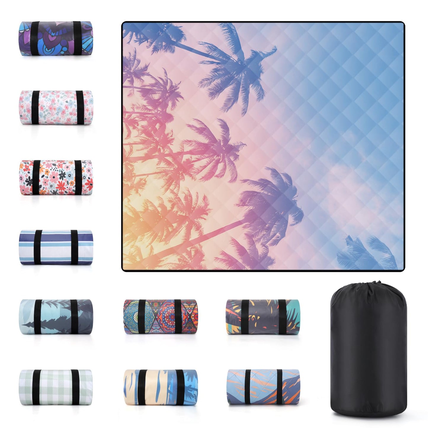 memKiya 60x80" Picnic Blankets Waterproof Outdoor Huge Sand Free Beach Blanket Windproof Soft Patio Concert Ground Mats Backpacking Camping Travel Essentials Summer Outside Hawaii Vacation Stuff Gifts