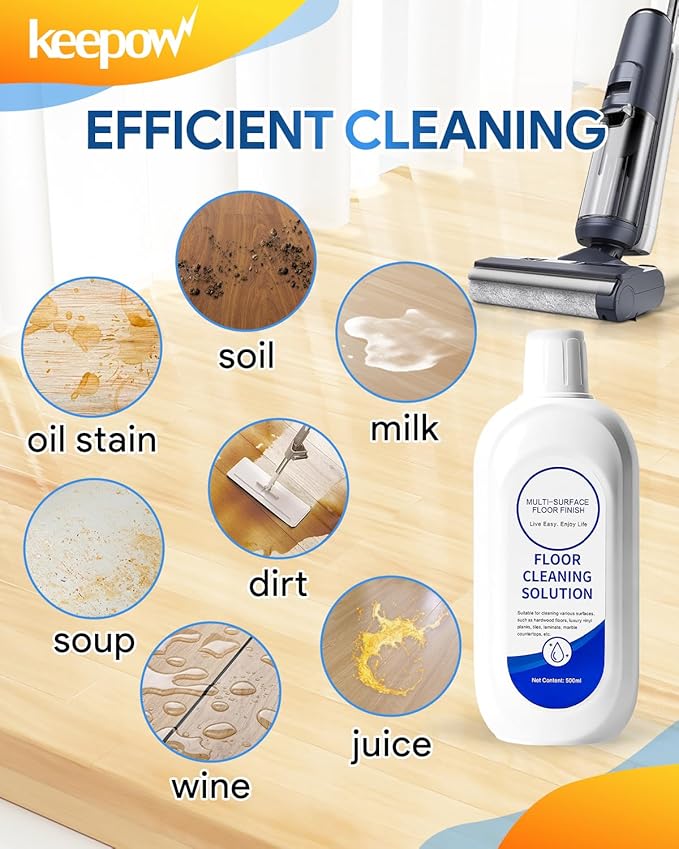 KEEPOW Floor Cleaning Solution Compatible With Tineco Cordless Wet Dry Vacuum Cleaner iFLOOR Series, FLOOR ONE S3 / S5 / S6 / S7 / S9 Artist Series, Unscented, 16.9 OZ*2 Bottle