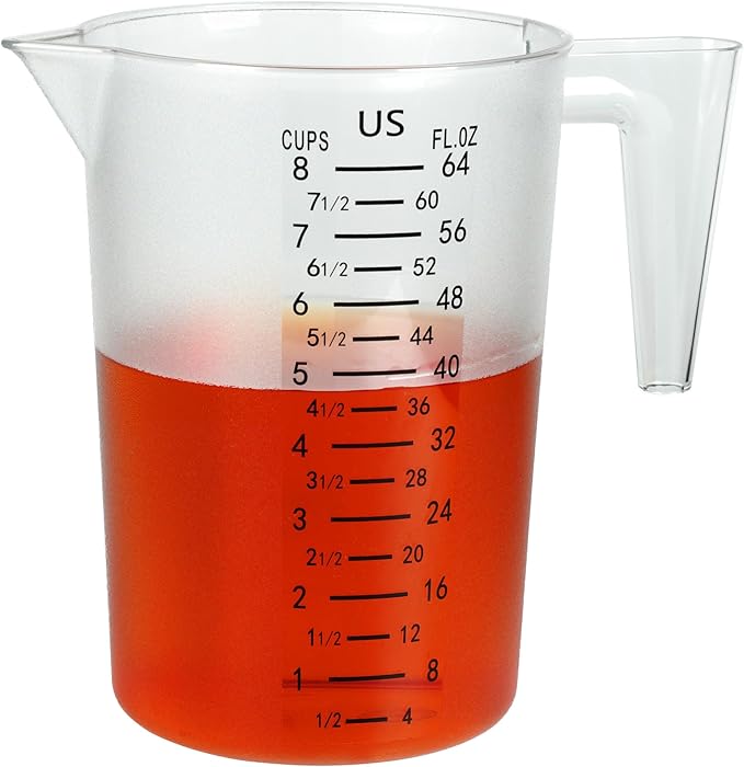 8 Cup/2-Quart Large Measuring Cups, Clear, Strong Food Grade Liquid Measure Pitcher, for Home Hobbies/Professional Kitchen