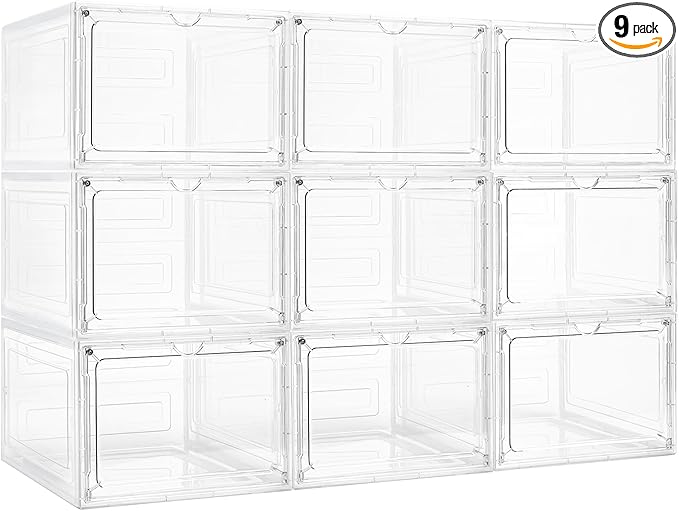 Storage Bins with Lids, Clear Plastic Storage Containers with Magnetic Acrylic Door, 19 Qt Stackable Storage Box for Home Organizing