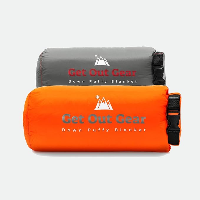 Get Out Gear Down Camping Blanket - Puffy, Packable, Lightweight and Warm | Ideal for Outdoors, Travel, Stadium, Festivals, Beach, Hammock | 650 Fill Power Water-Resistant Backpacking Quilt