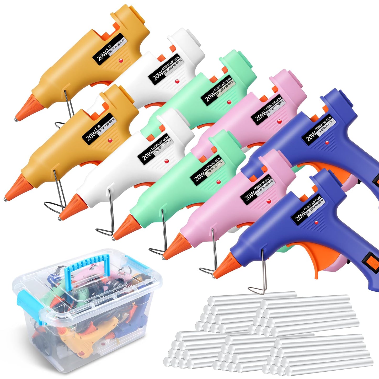 10 Pack Mini Hot Glue Gun with 50 Glue Sticks, 5 Colors Mini Hot Glue Gun Set, Small Hot Glue Gun Kit with Storage Box for Crafts & School Class Projects, Craft Glue Guns for DIY Arts & Home Repair