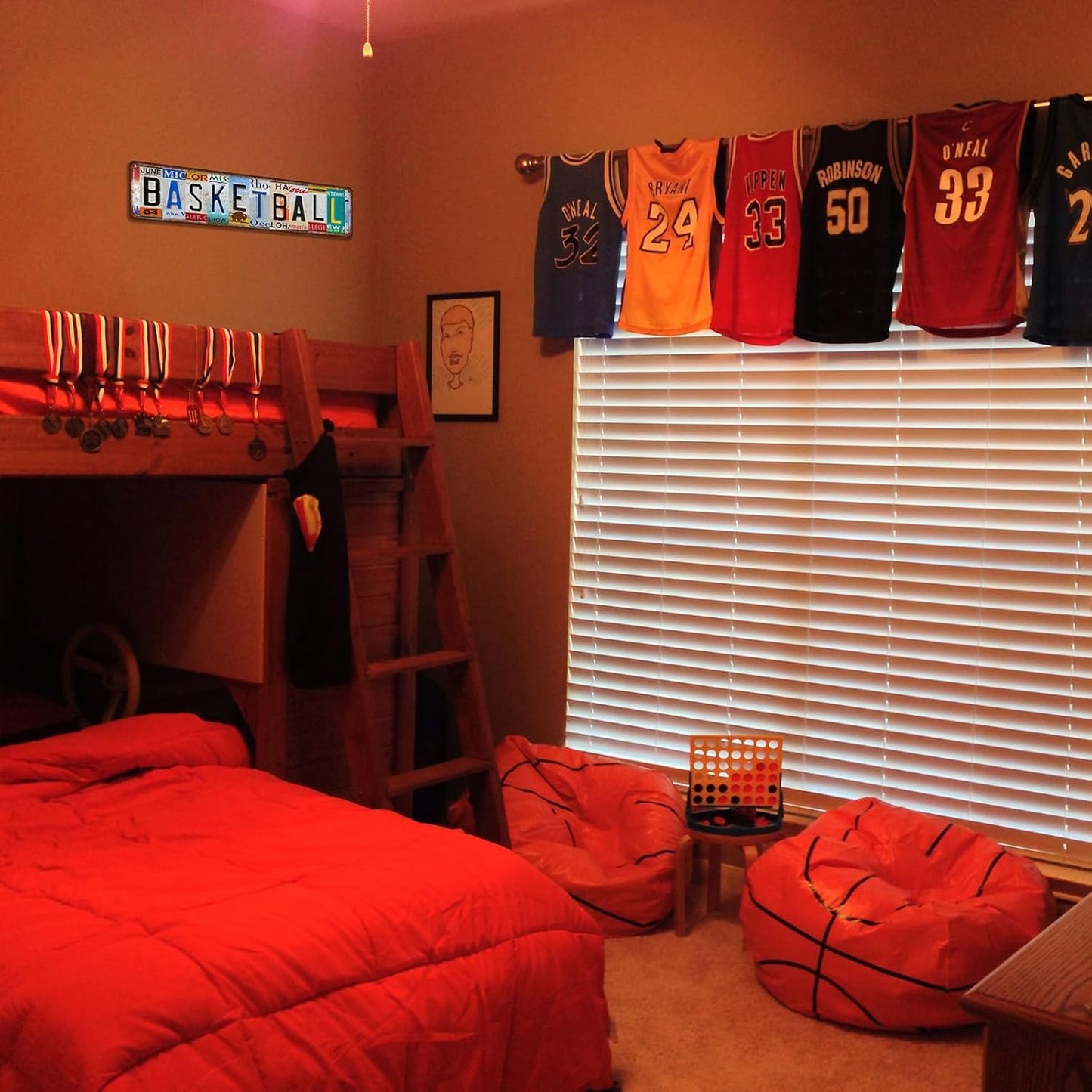 Vintage Sport Metal Tin Signs Basketball Street Signs Man cave Home Room Bar Wall Decor 16 x 4 Inches