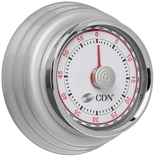 CDN Compact 60 Min Mechanical Timer-Silver, Silver