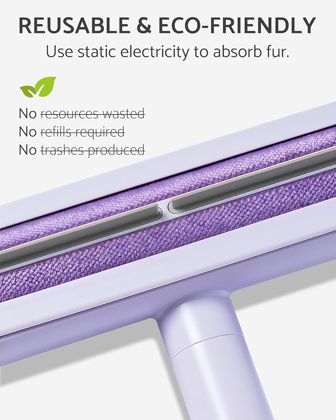 Pet Hair Remover, Reusable Cat & Dog Hair Removal Tool, Fur Removal Tool, Reusable Lint Roller for Furniture, Couch, Carpet and Bedding, Easy to Use & Clean Out (Purple)