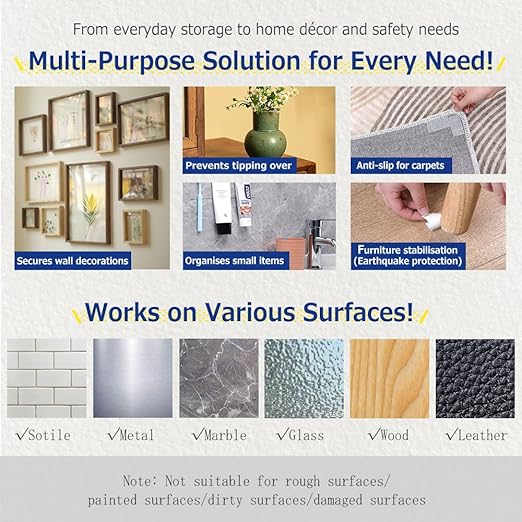 Dayli Double Sided Tape, Removable Nano Tape for Poster Carpet Picture Hanging Strip Rug Wall Outdoor,Load Capacity 4.4 lbs, Length 9.8 ft, Acrylic, Can Be Torn by Hand, Leaves No Residue, Reusable
