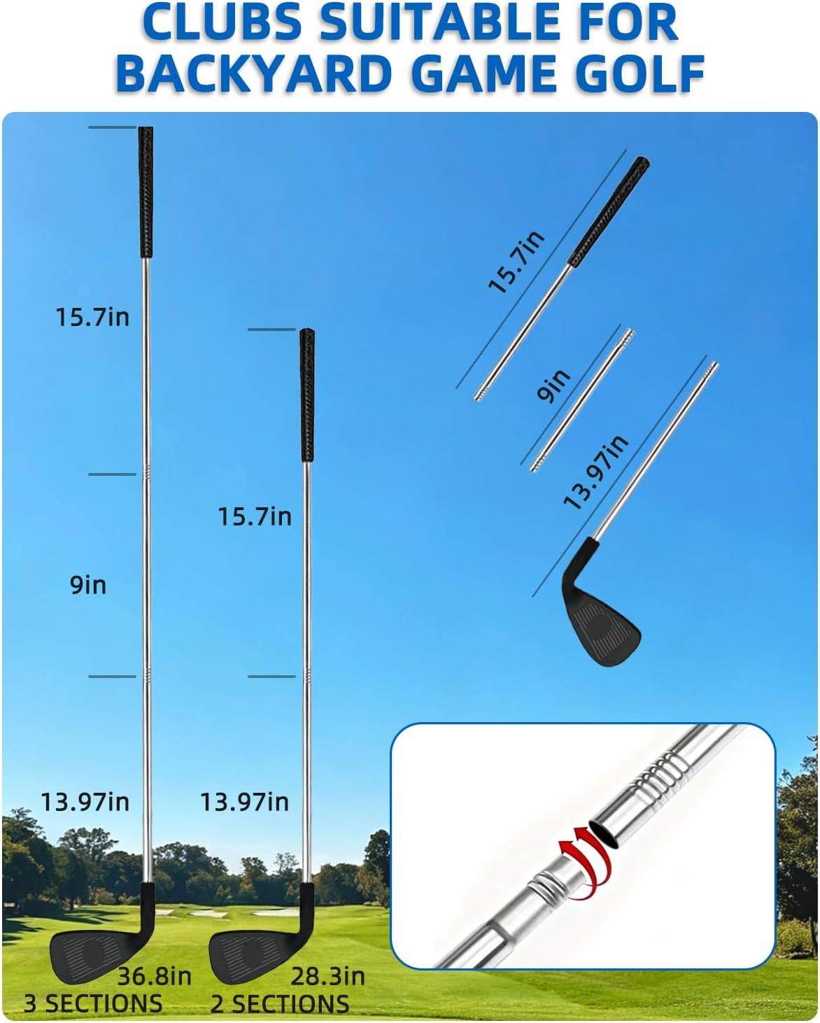 Golf Game with 2 Clubs Right Handed,Practice Golf with 9 Buckets, Outdoor Golf Gift and Adults,Holes Golf Outdoor Game for Lawn,Yard,Camping,Park