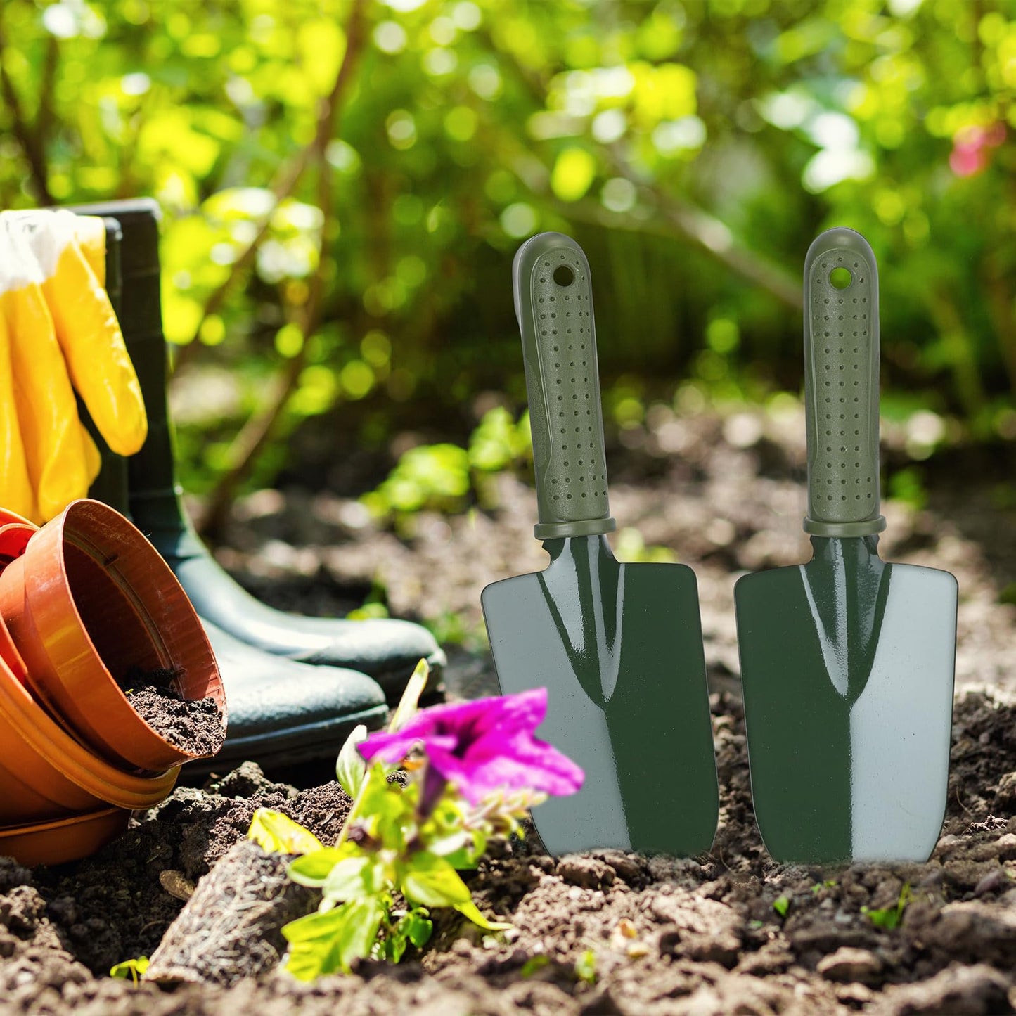 Yaocom 24 Pcs Garden Shovel Trowel Gardening Hand Tools Small Hand Shovels for Digging Metal Trowel Spade with Plastic Handle Anti Slippery for Lawn Yard Home Farm Planting