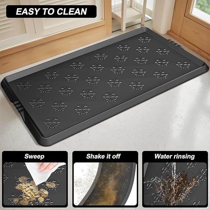 Azadx Rubber Boot Tray, Shoe Trays for Entryway, Versatile Boot Mat Tray with Raised Edge, Rubber Door Mat for Outdoor Doormats, 16x32 Inch 2 Pack