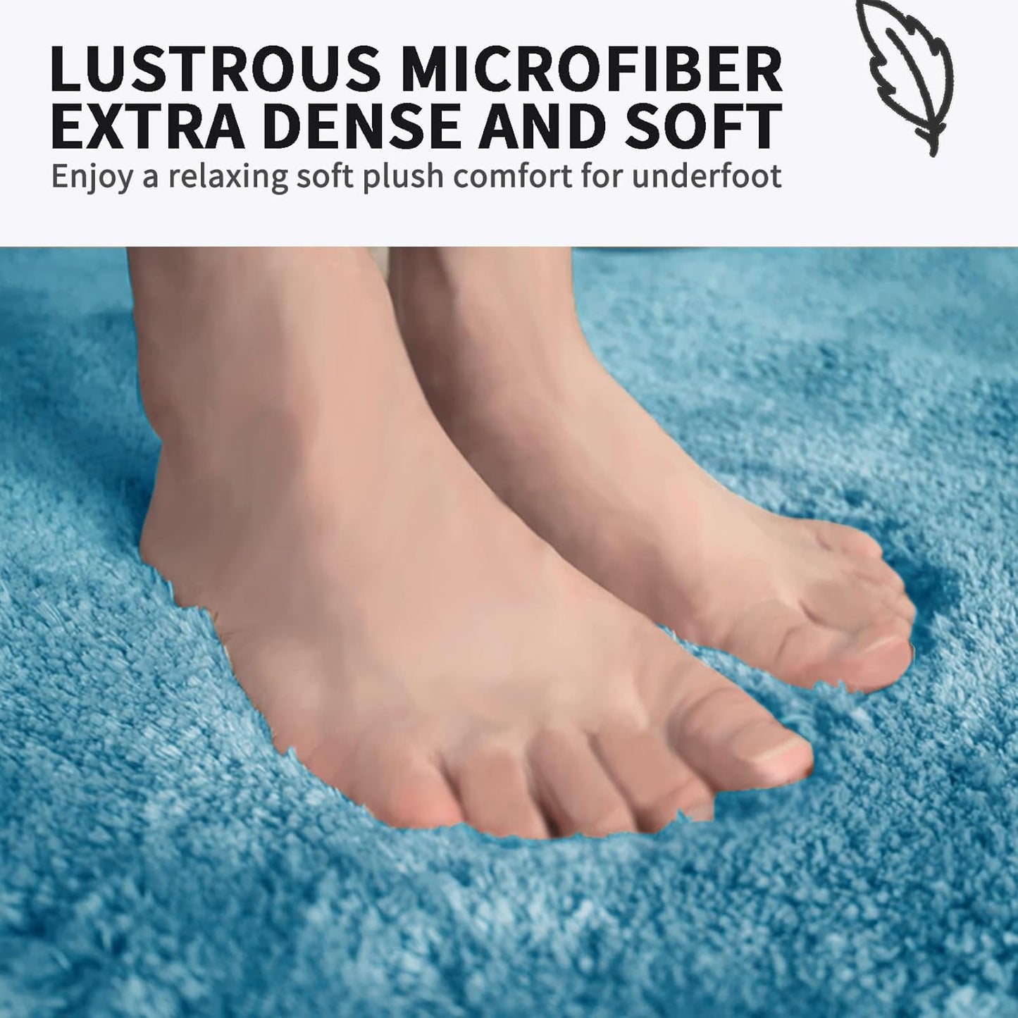 FIFU Bathroom Runner Rug 24" W x 60" L, Bath Mats for Bathroom, Bedroom & Kitchen, Non-Slip Rubber Latex Backing, Comfort & Soft Shower Bathmat & Carpet for Sink, Home & Hallways, Sky Blue