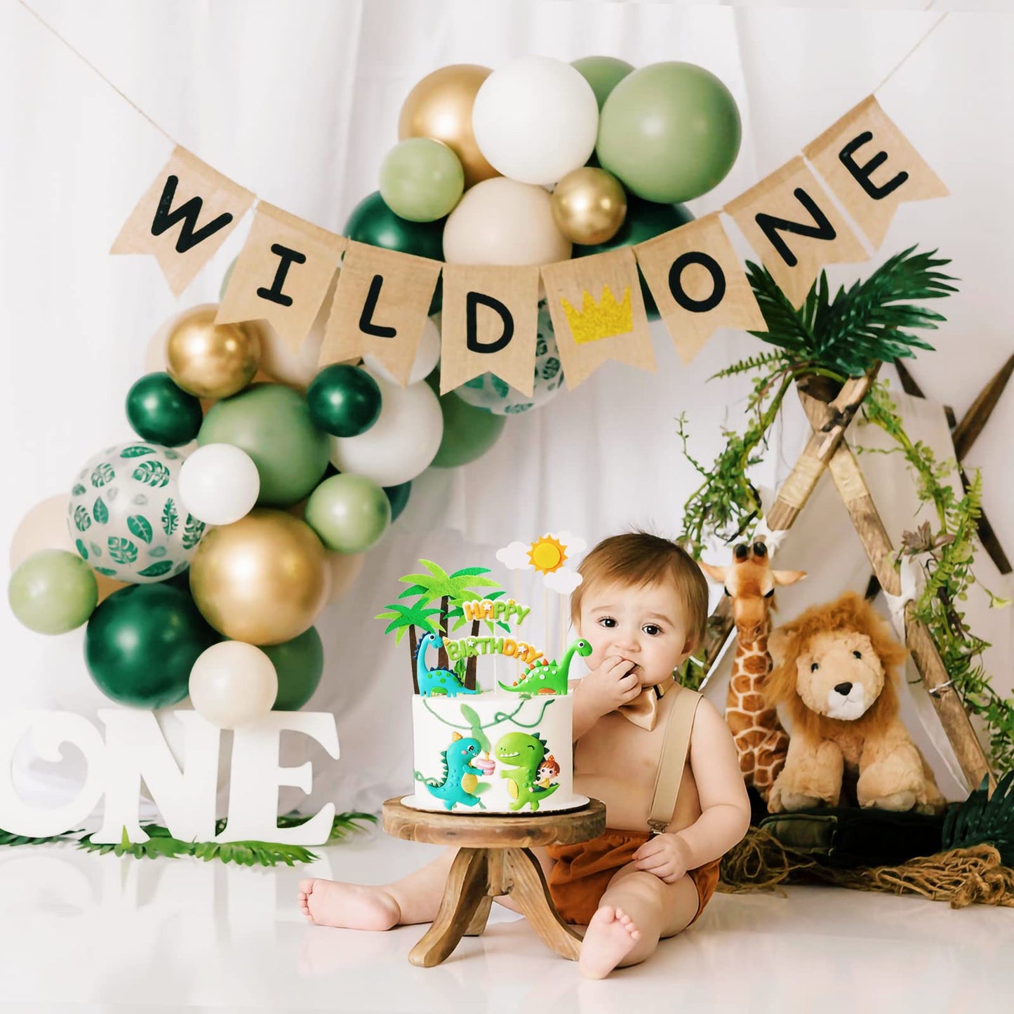 Dinosaur Cake Toppers Cute Dinosaur Happy Birthday Cake Decorations for Boy Girl Baby Shower Birthday Party Dinosaur Scene Theme Cartoon Party Decoration