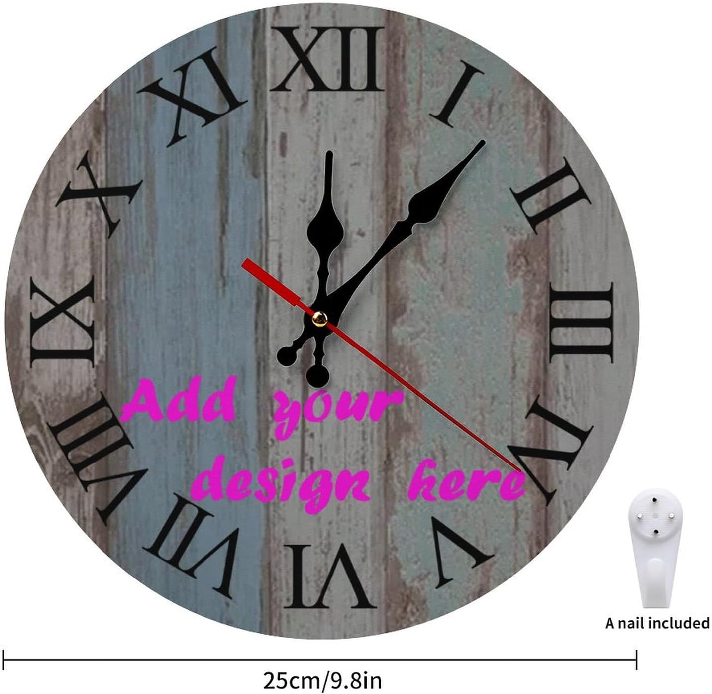 Custom Wall Clock,Personalized Wood Clock add Your Photo/Text,Customizable Silent Round Decoration for Kitchen Bathroom 15.7inch style5