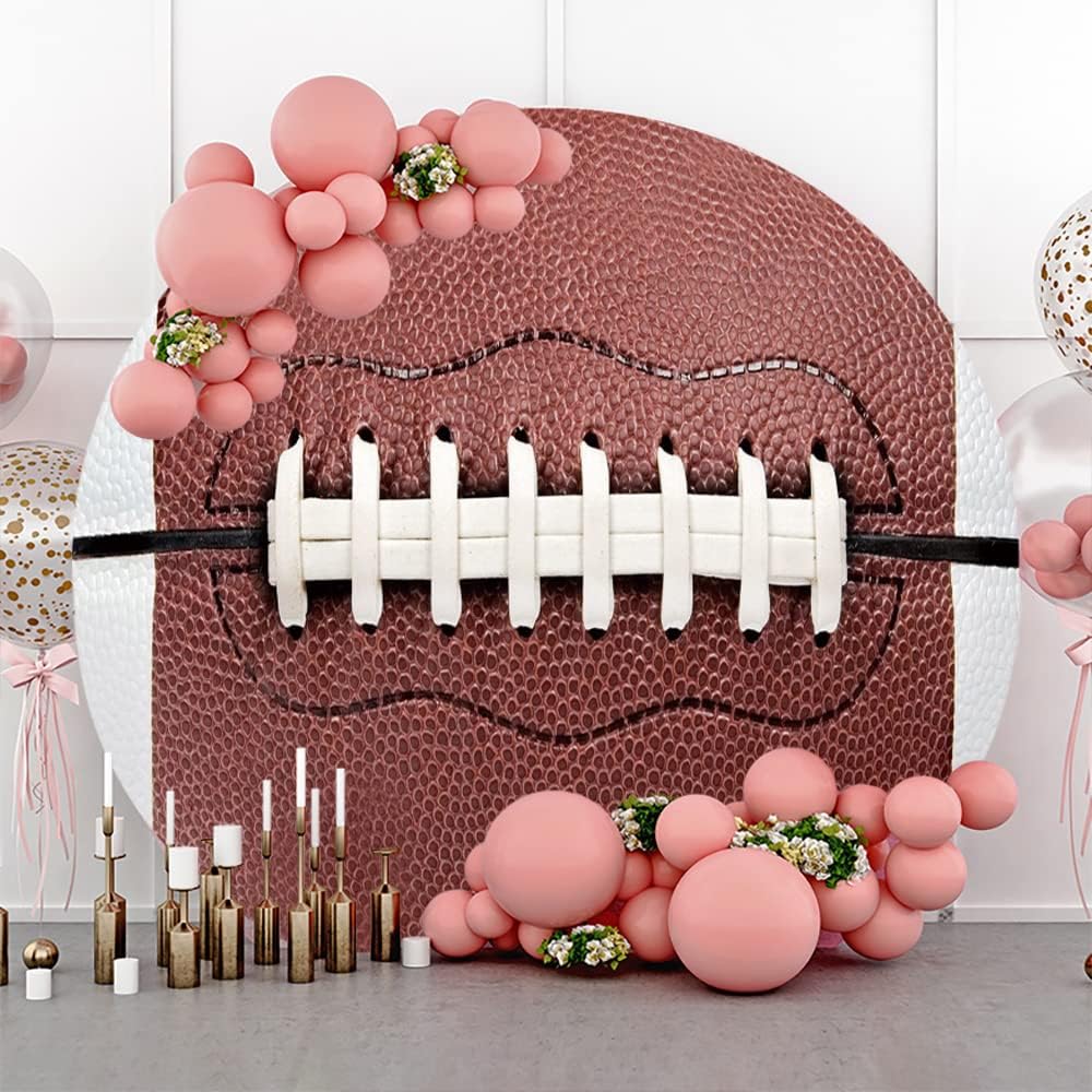 Leyiyi 5.5x5.5ft American Football Round Backdrop Cover Rugby Sports Themed Photography Backdrops for Boys Birthday Party Decorations Man Sports Competition Stadium Birthday Party Banner