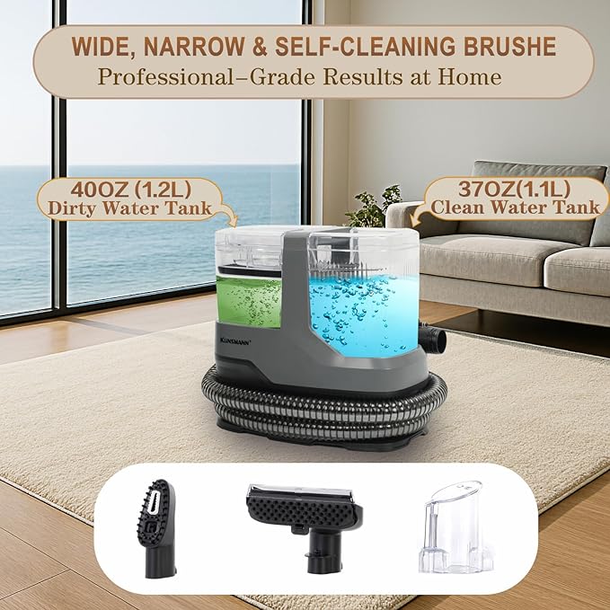 Couch & Upholstery Cleaner Machine, Small Portable Carpet Spot Cleaner Machine, Handheld Car Shampooer with 17KPa Powerful Suction for Deep Cleaning Sofa, Furniture, Mattress, Rug, Stairs & Pet Messes
