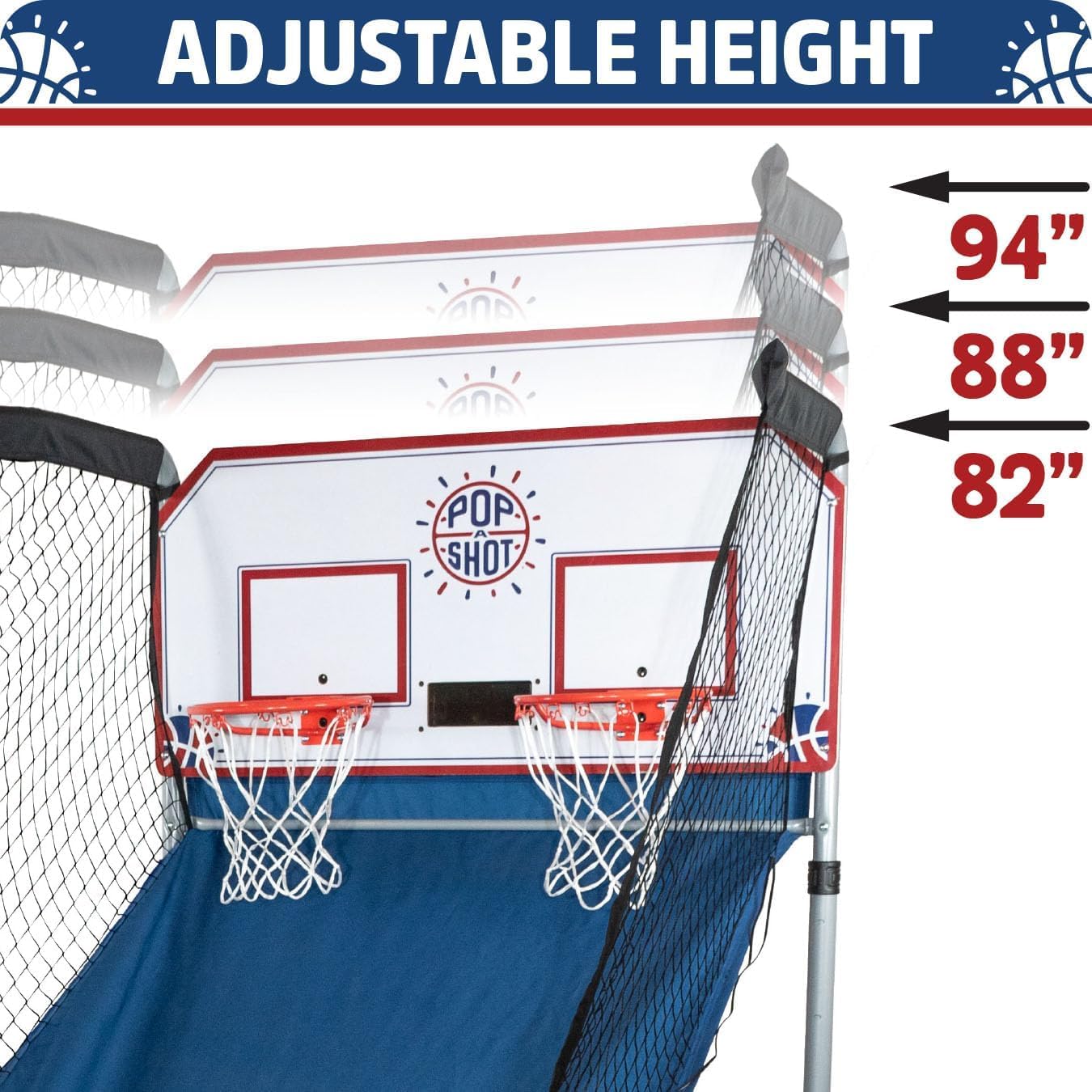 Pop-A-Shot - Home Dual Shot with Detroit Pistons NBA Graphics l Sensor Scoring l 16 Game Modes l 7 Balls l Foldable Storage l for All NBA Fans