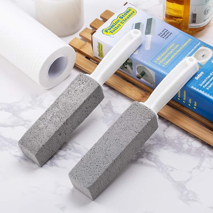 2 Pack Toilet Cleaner Hard Water Build up Remover with Ergonomic Handle, Pumice Stone Cleanning Tool Stain Hard Water Ring Cleaner for Toilet, Pool, Bathroom, Sink