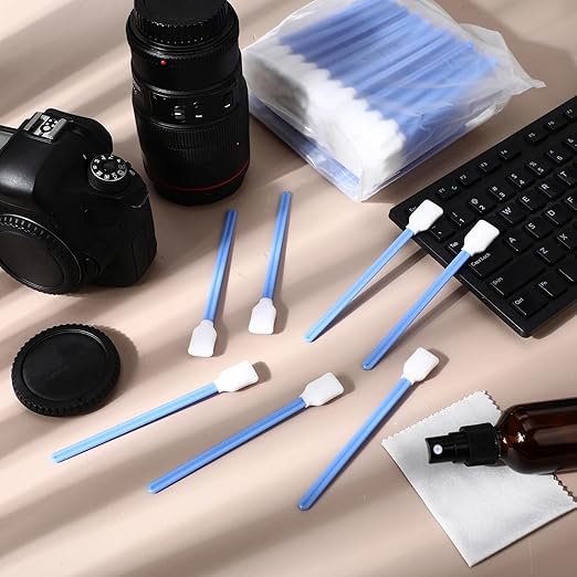 Dunzy 300 Pcs Foam Cleaning Swab Stick 5.12" Blue Square Rectangle Sponge Tip Swabs for Solvent Format Inkjet Printer Optical Equipment