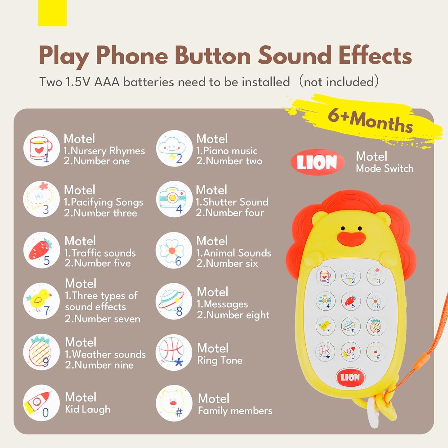Lovvie & Joy Toddler Sofa Chair, Soft Toddler Kids Chair with Learning Toy Phone,Cloth Book and Rattle Toy,Toddler Chair Couch for Boys and Girls Ages 1+ Years Bear