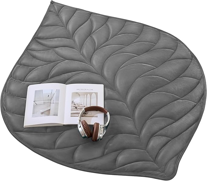 Weighted Lap Blanket 5 lbs 41"×53", Luxury Soft Small Weighted Lap Pad for Adults,Portable Travel Leaf Weighted Throw Blanket for Relaxation, All-Season Use and Machine Washable Deep Gray
