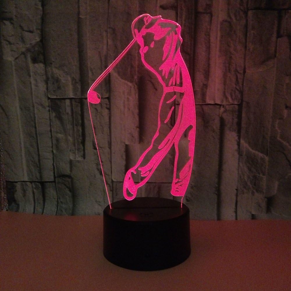 WMH 3D Golf Desk Lamp 7 Colors Changing Touch Switch LED Night Light with USB Powered for Home/Office Decorations/Gifts
