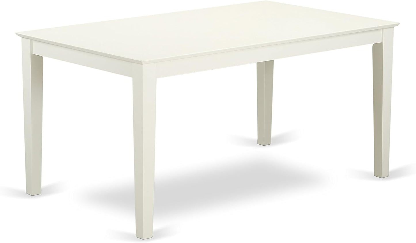 East West Furniture CAIP7-LWH-C 7 Piece Kitchen Table & Chairs Set Consist of a Rectangle Dining Room Table and 6 Linen Fabric Upholstered Dining Chairs, 36x60 Inch, Linen White