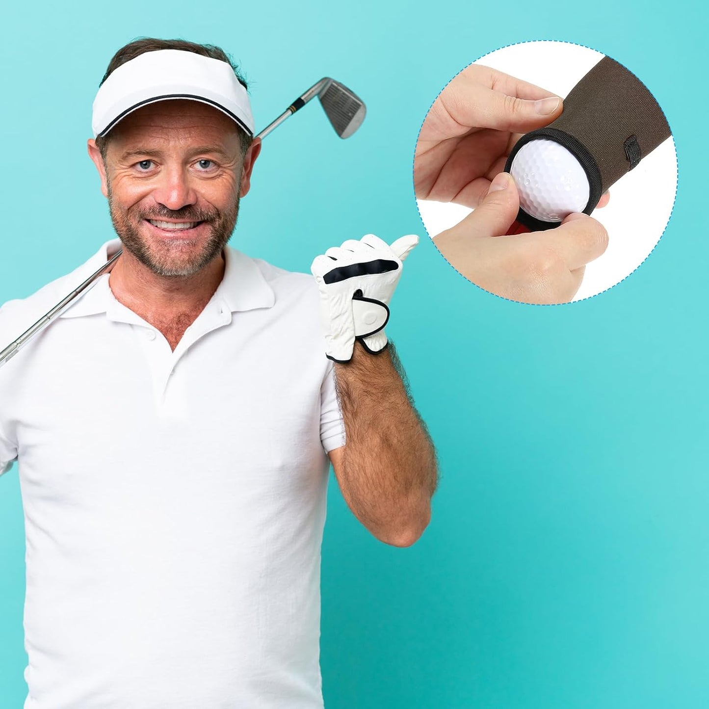PATIKIL Golf Ball Carry Bag, 2 Pcs Golf Tee Holder Pouch Portable Neoprene Golf Ball Holder with Clip for Men and Women Storage Gifts, Brown