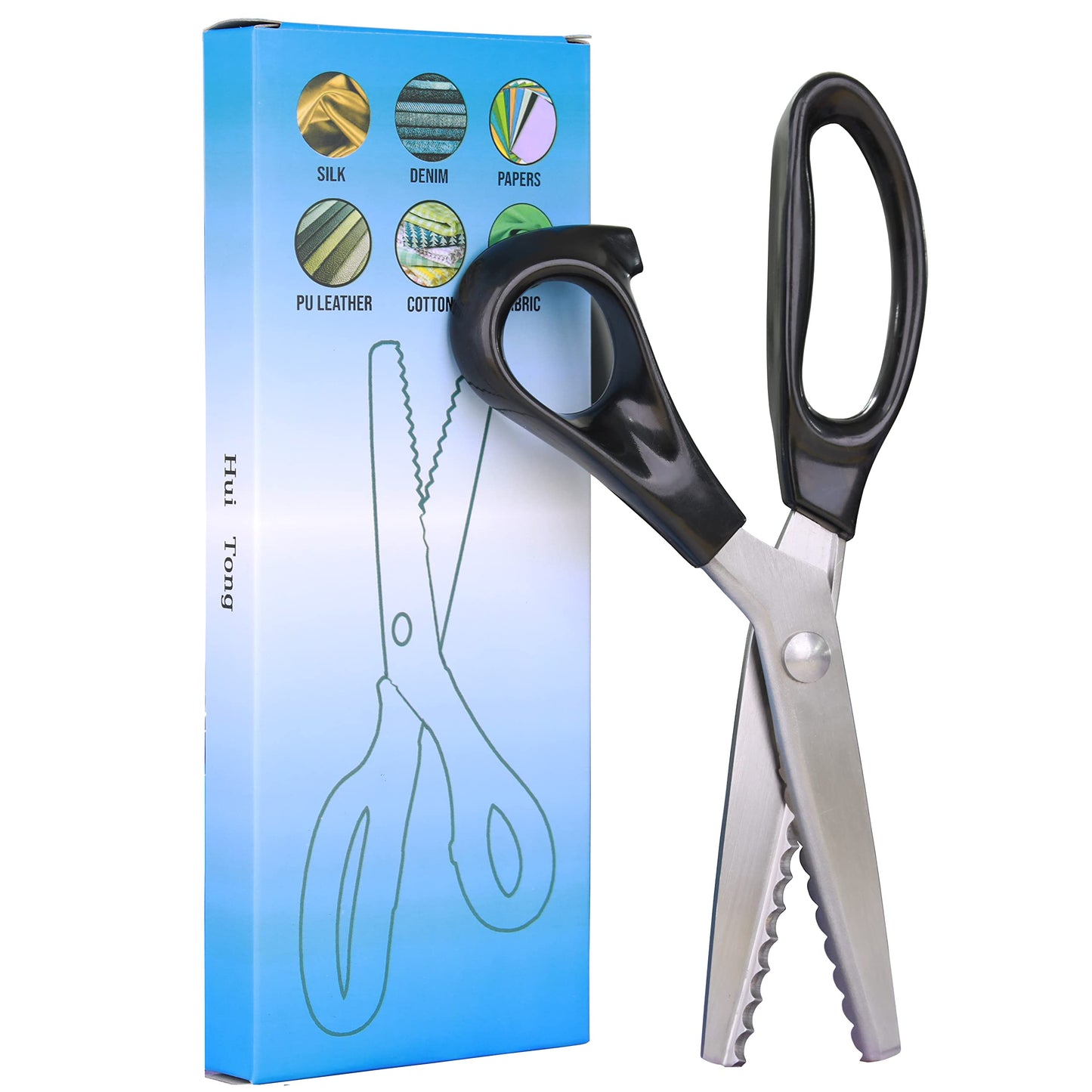 Hui Tong Strong & Sharpe Pinking Shears,Pinking Shears Scissors for Fabric, Serrated and Scalloped Scissors Fabric,3mm,5mm,7mm (Scalloped 7mm)
