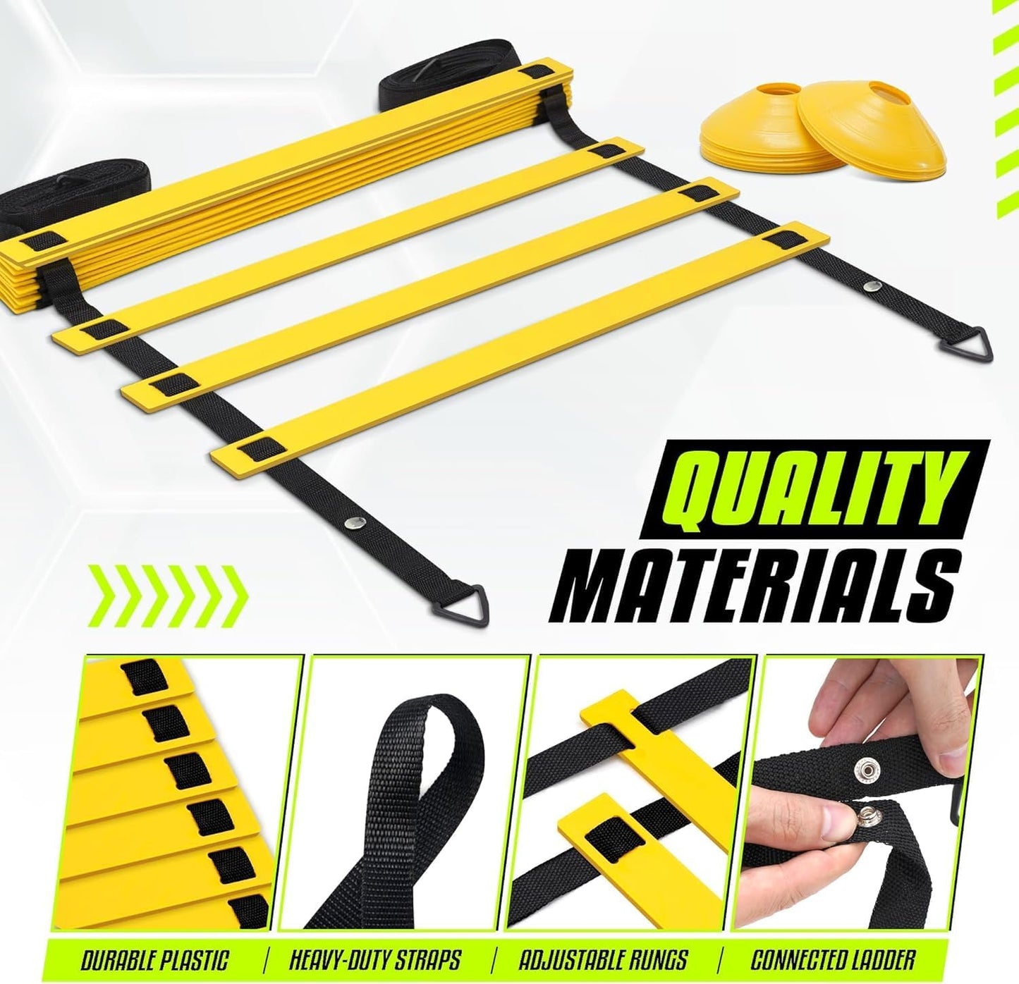 Yes4All Agility Ladder Speed Training Equipment, Adjustable Football Ladder for All Ages with Carry Bag, Durable, Portable, Multiple Colors & Rungs