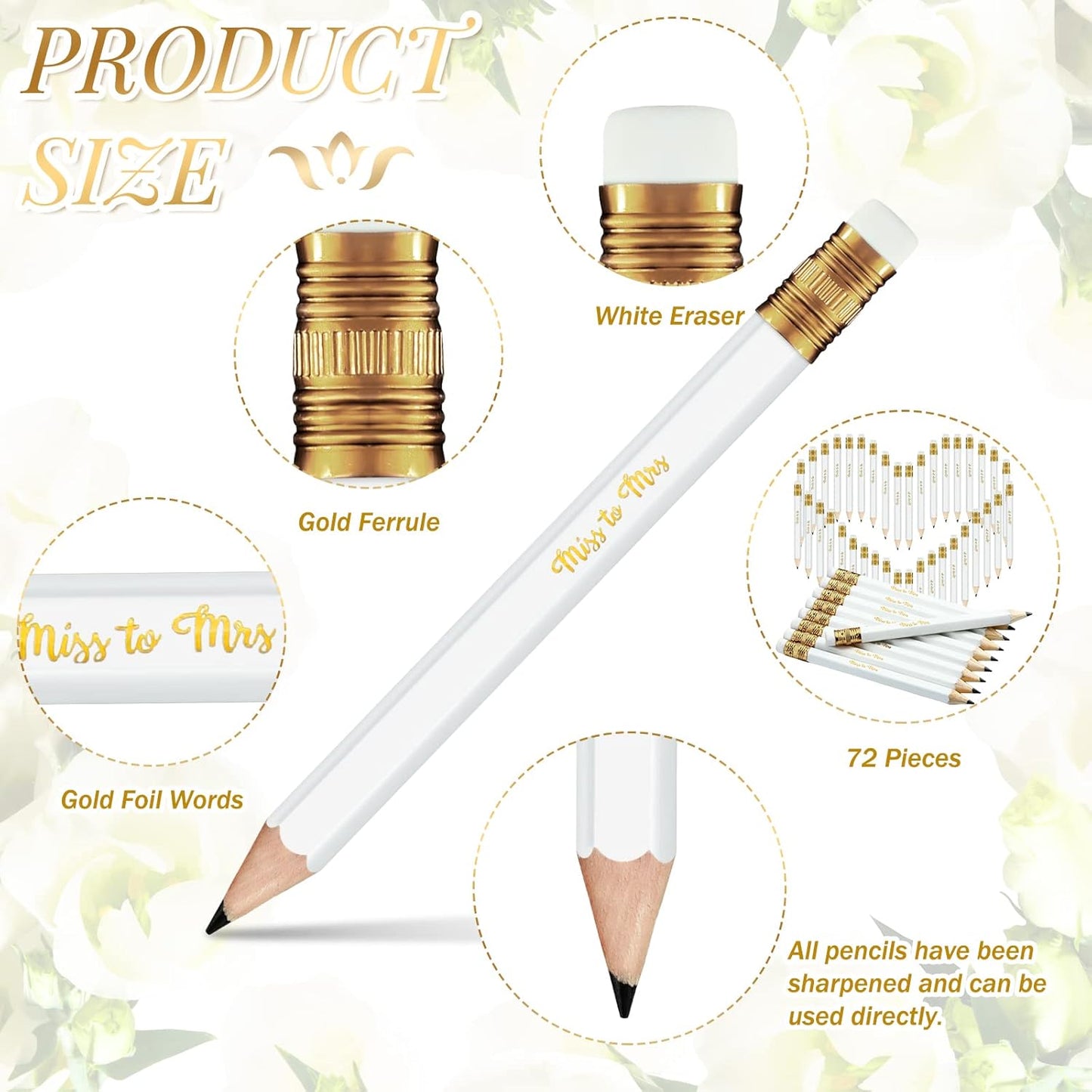 72 Pieces Bridal Shower Game Pencils Wedding Pencils Pre Sharpened Mini Short 4 Inch Game Bridal for Wedding Shower Favors Presents Gifts Golf Classroom School(Novel)
