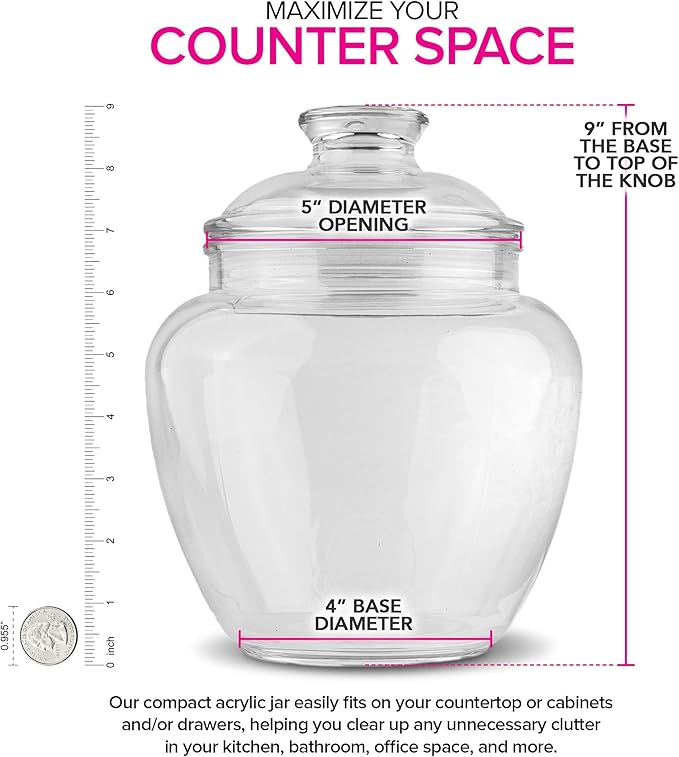 Modern Innovations 80-Ounce Candy & Cookie Jar with Lid, Premium Acrylic Clear Apothecary Jar, Wedding & Home Décor Centerpiece, Cookie, Candy, Decorative Kitchen Storage Jar, Bathroom Organization