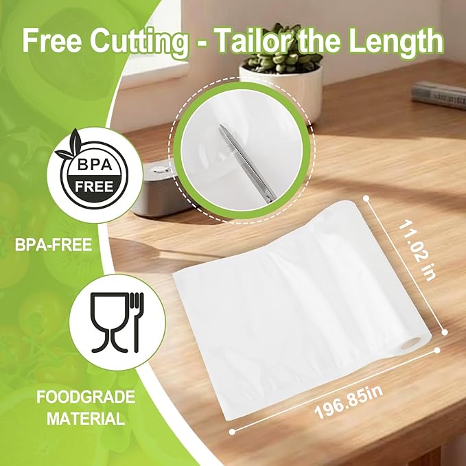 4 Rolls Vacuum Sealer Bags Compatible with Anova & FoodSaver Vacuum Sealer, 11" x 16.4' and 8.3" x 16.4' BPA-Free Heavy-Duty Rolls for Meal Prep, Sous Vide, Freezer Storage, and Food Preservation