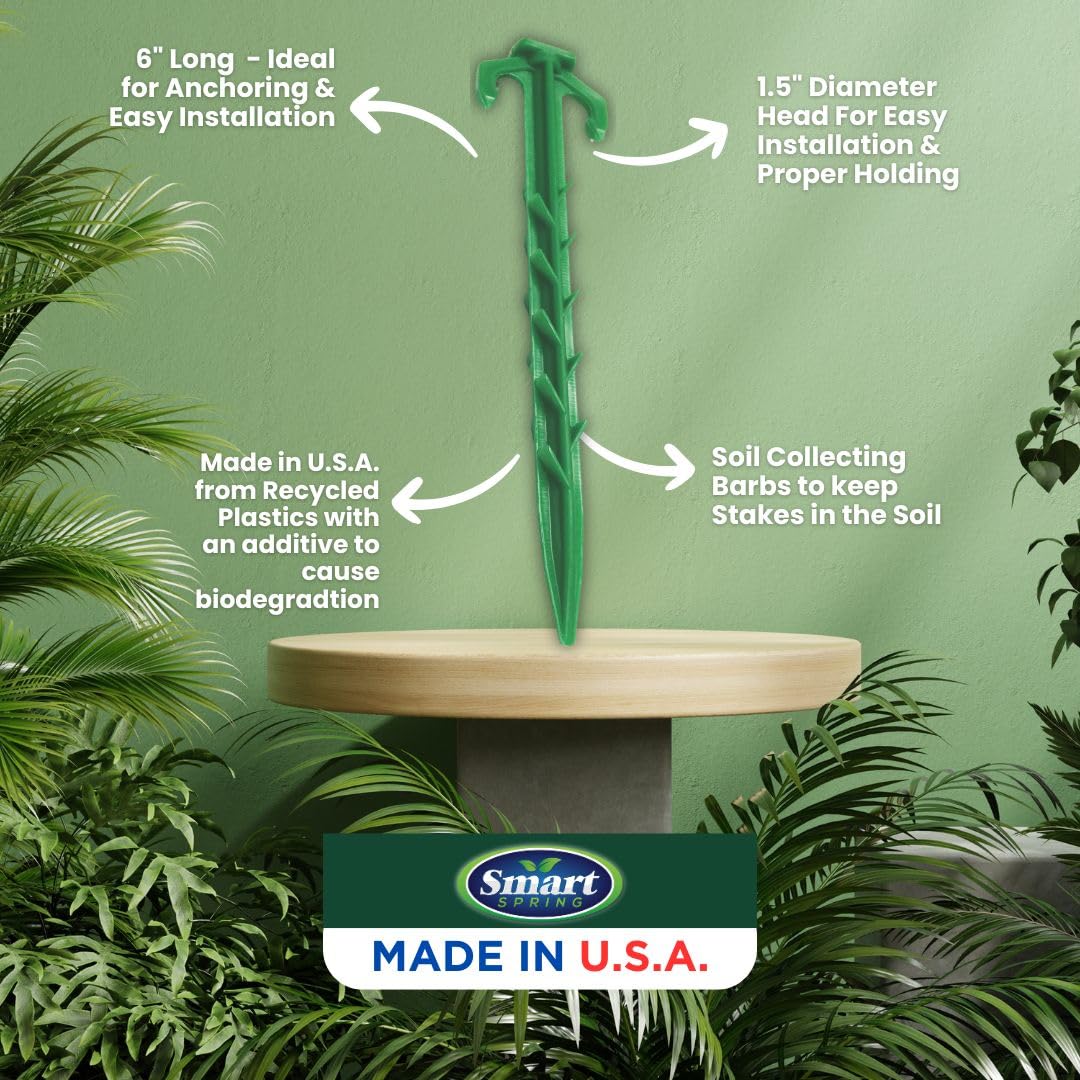 Made in U.S.A. Heavy Duty 6 inch Garden Stakes - Stronger Holding Power vs Metal Landscape Stakes Biodegradable Over Time (No More Rusting Metal) (6 inch, 500, Stakes)