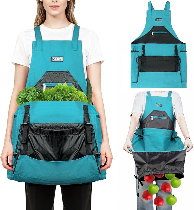 Garden Apron,Harvest Aprons with Pockets for Women and Men,Canvas Gardening Tool Belt, Gardening Gifts for Mom,Dad