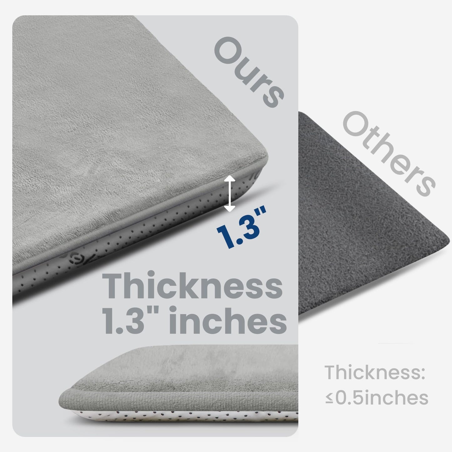 Baby Play Mat for Floor,1.3" Thick Elasti-Foam 50"×50" Playpen Mat for Tummy Time,Water Repellent Soft Coral Velvet for Toddler,Infant,Kids,Non-Slip Backing Safe for Crawling(Light Gray)