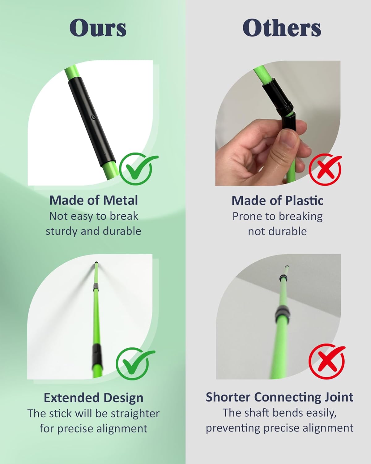 Golf Alignment Sticks, 2 Pack Upgraded 49" Collapsible Alignment Stick Golf Practice Rods Aid for Aiming, Putting, Swing Trainer, Posture Corrector with Tube Case, Golf Training Equipment