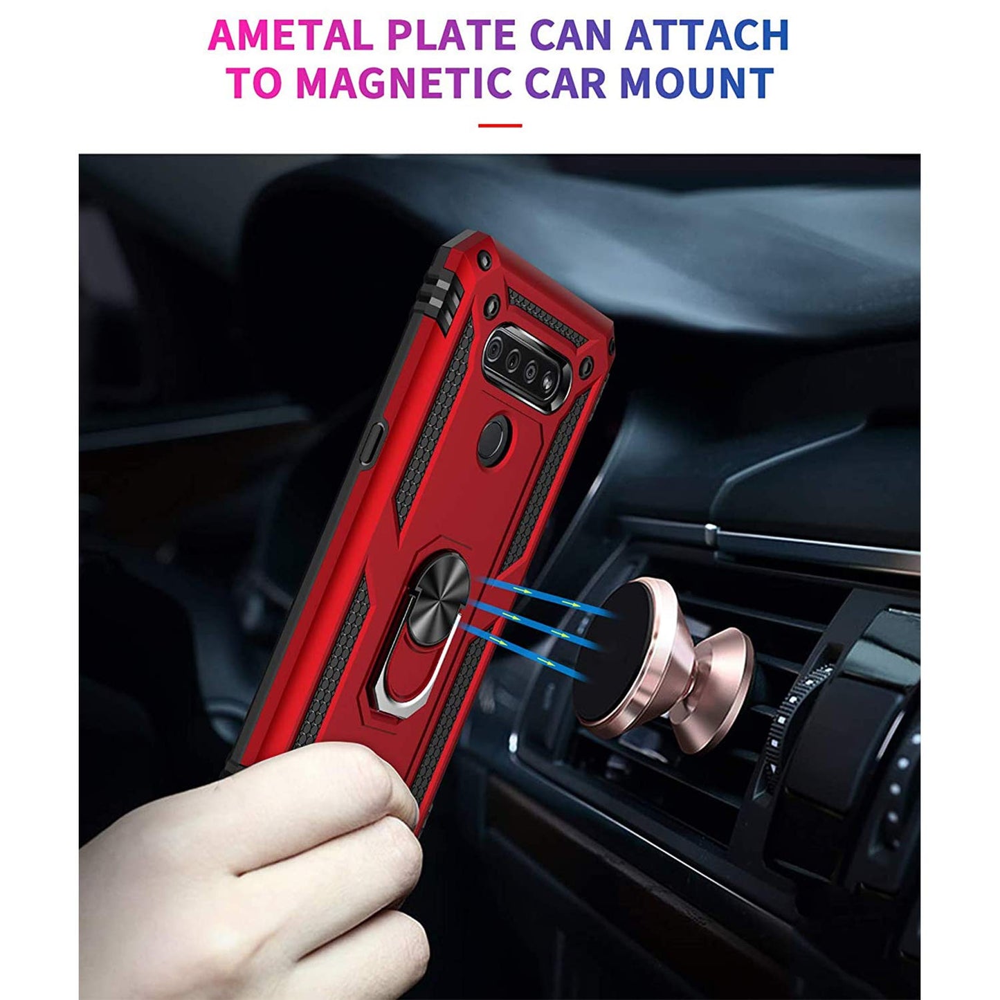 Tjs Compatible With Lg K51 Case, Lg Q51 Case, Lg Reflect Case, With [Tempered Glass Screen Protector][Metal Ring][Magnetic Suppo