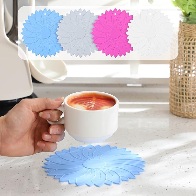 Maxdot 4 Pcs Large Rubber Jar Opener Pad Jar Opener 6.10 Inch Multi Function Non Slip Jar Opener Resistant Coasters for Weak Arthritis Hands Seniors Easy Opening(Classic Colors)