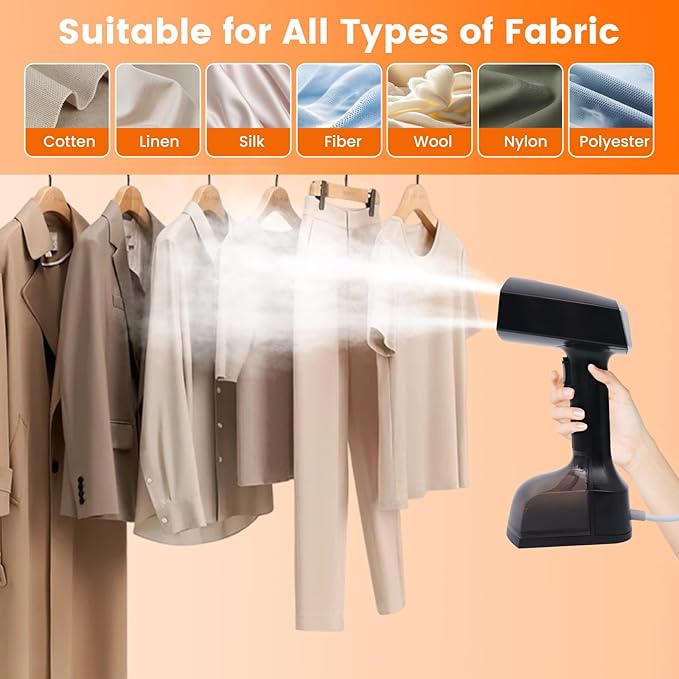 Travel Steamer for Clothes, Portable Steamer, 10-Second Fast Heating Handheld Steam, 2500W Power, 3 Steam Modes, with 350ml Water Tank, for Home Travel Office