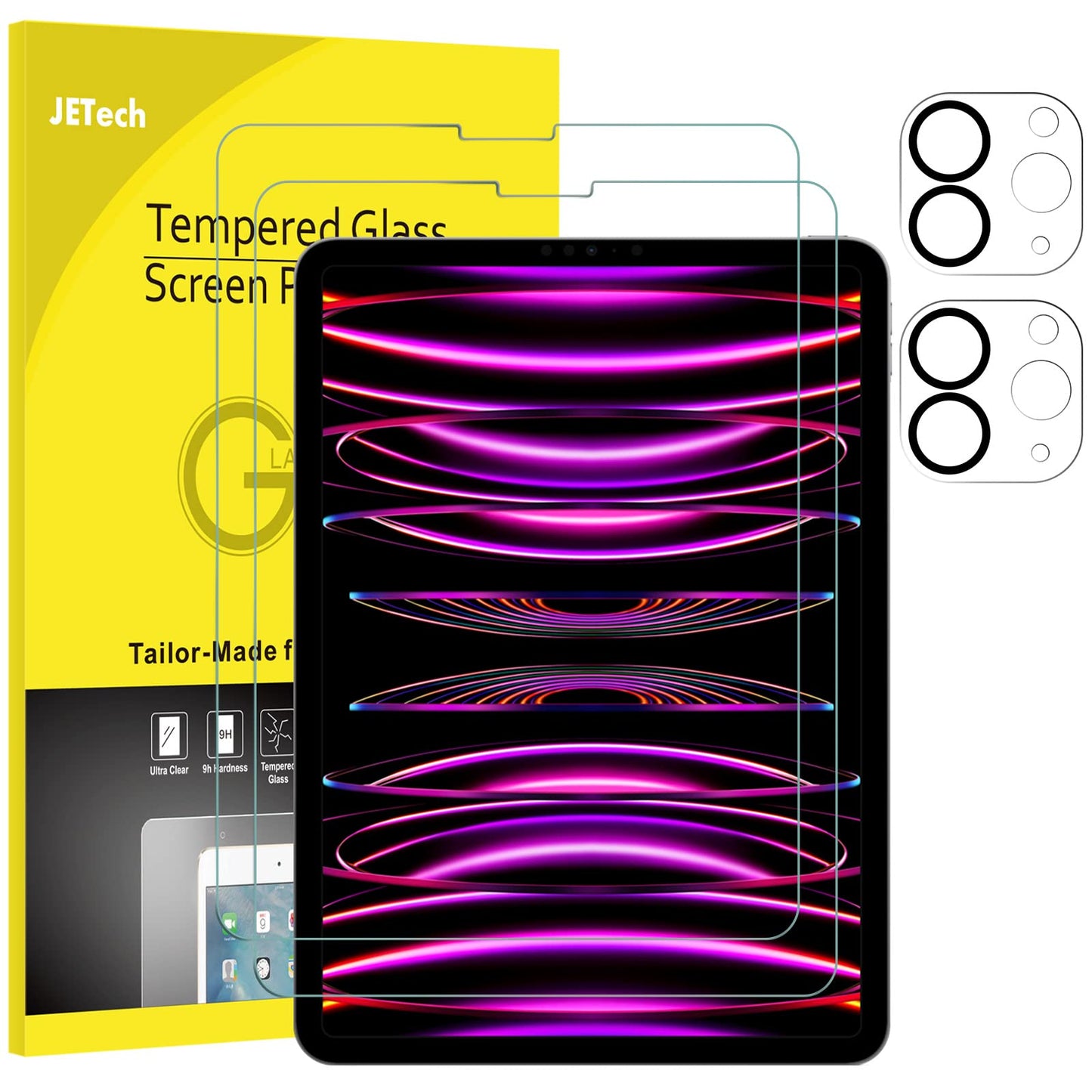 Jetech Screen Protector For Ipad Pro 11-Inch, 2022/2021/2020 (4Th/3Rd/2Nd Generation) With Camera Lens Protector, Tempered Glass