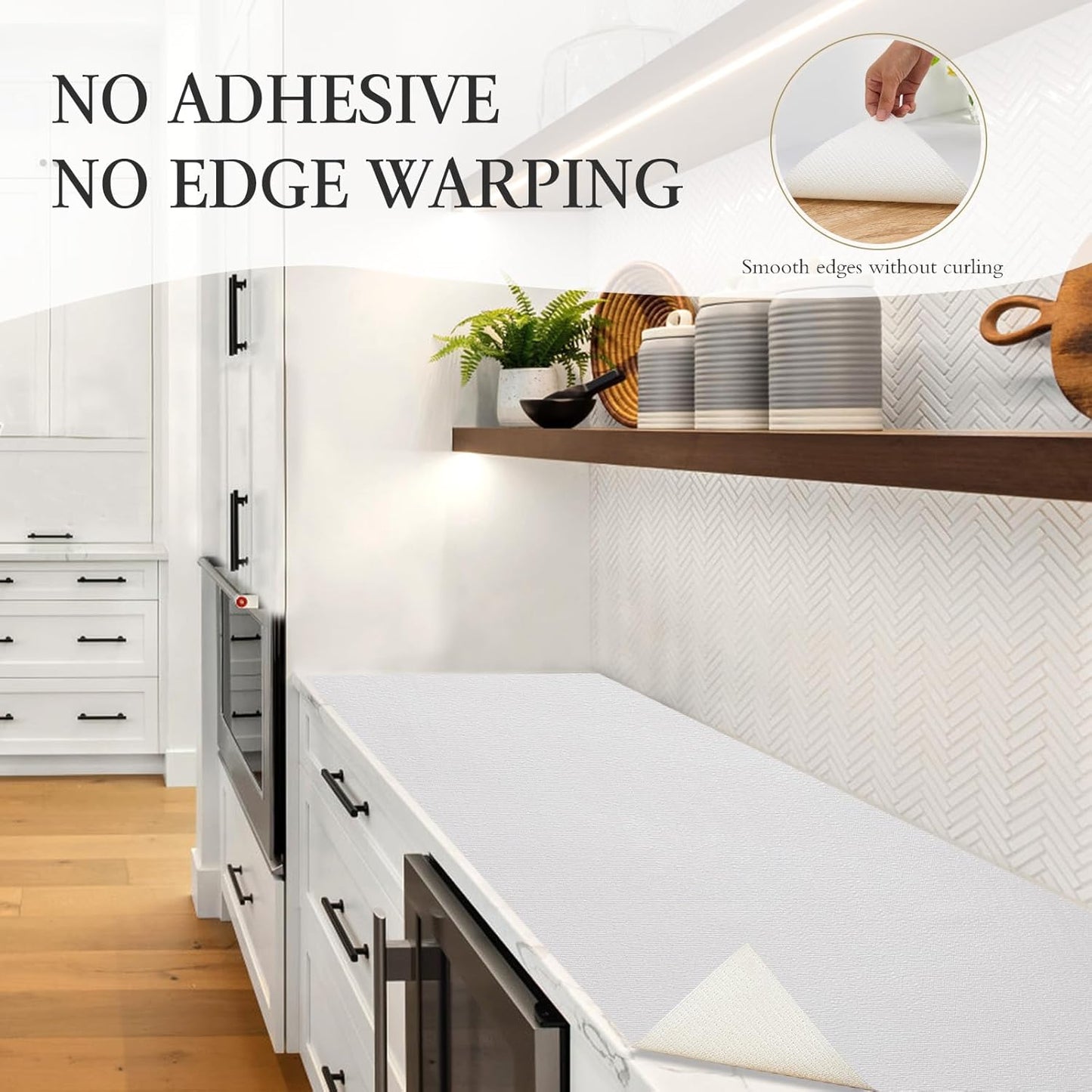 Beautysaid Shelf and Drawer Liner for Kitchen Cabinet, Non Adhesive Non Slip Shelf Paper Waterproof Washable Thickened for Dresser Pantry Shelve Bathroom Protector Liner(White,23.6 in x 30 FT)