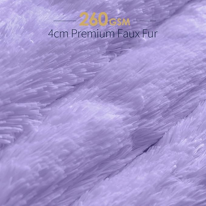 Mr. Sandman Faux Fur Weighted Blanket 20 lbs, Weighted Blanket Queen Size with Luxury Long Fur and Plush Sherpa Back, Super Warm Fuzzy Decorative Heavy Blanket Throw - 60"×80", Light Purple
