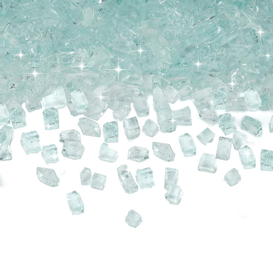Skyflame High Luster 10-Pound Regular Fire Glass for Fire Pit Fireplace Garden Landscaping Crystal Ice 1/2" Size