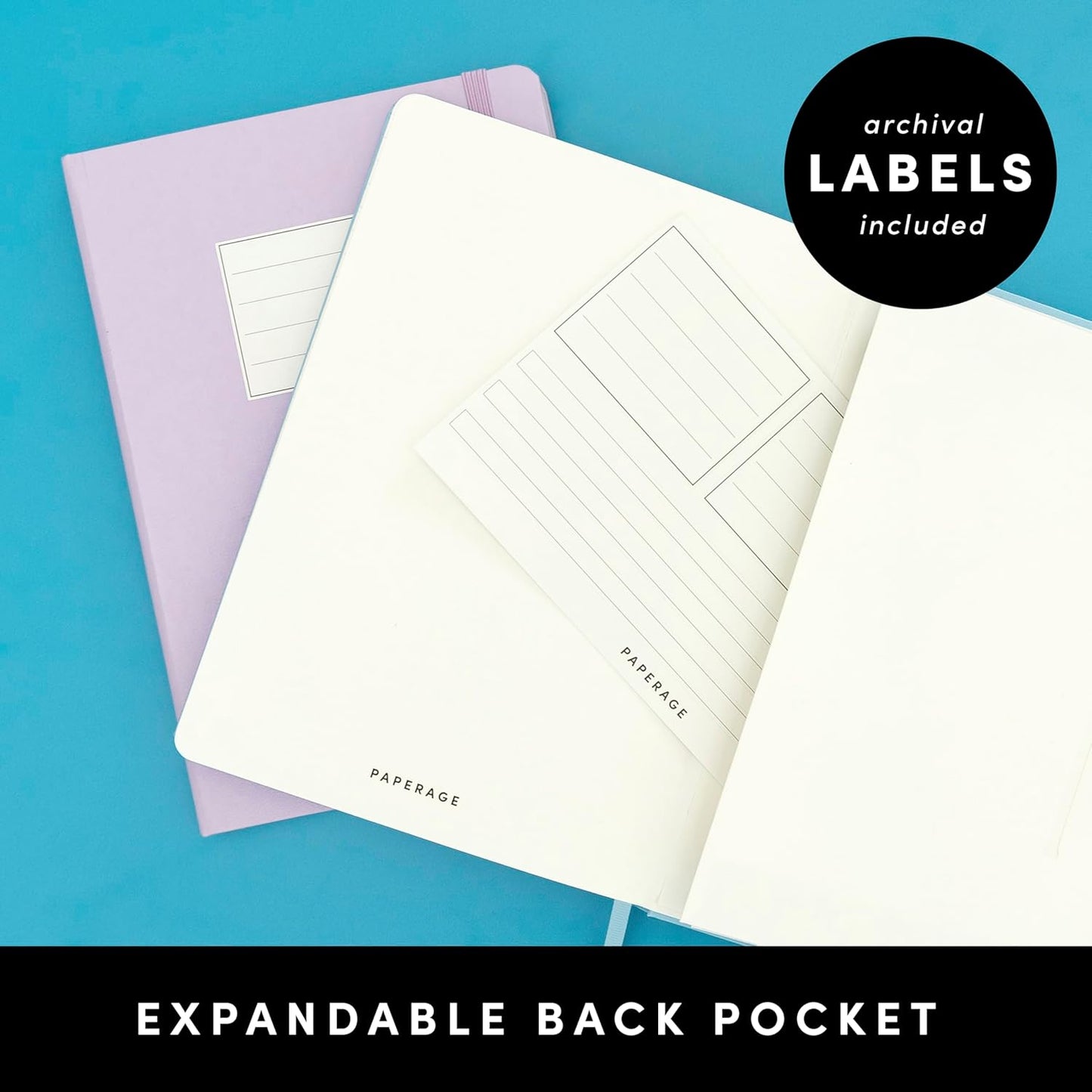 PAPERAGE Lined Journal Notebook, (White), 160 Pages, Medium 5.6 in x 8 in - 100 GSM Thick Paper – Hardcover Journaling Notebook for Work, School & Note Taking