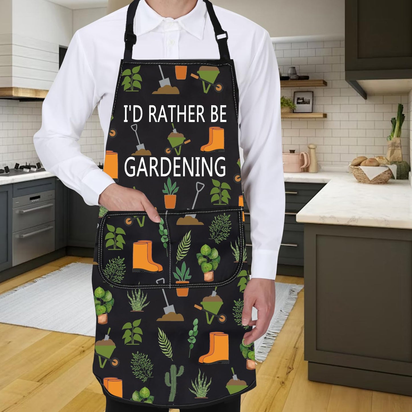 Gzrlyf Garden Apron Gardening Gift Plant Lover Gifts For Mom Grandma Gardener Aprons With Pocket I'd Rather Be Gardening (gardening apron)