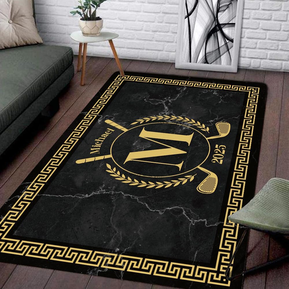 ENCYCOM Personalized Golf Area Rug - Custom Welcome Floor Mat with Family Name, Non Slip Outdoor Entry Rug for Porch, Garage, or Home Decor, Nice Gift for Golf Lover (Golf Rug 01)