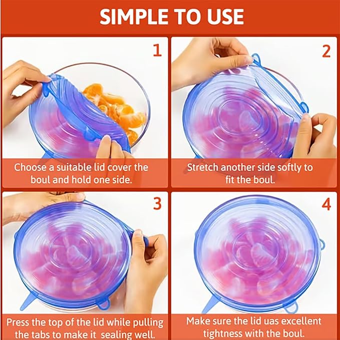 Silicone Covers for Food Storage, 12 Pack Reusable Stretch Lids for Bowls and Containers, Airtight Leakproof Silicone Food Covers, Flexible Fresh-Keeping Wrap for Kitchen Fridge